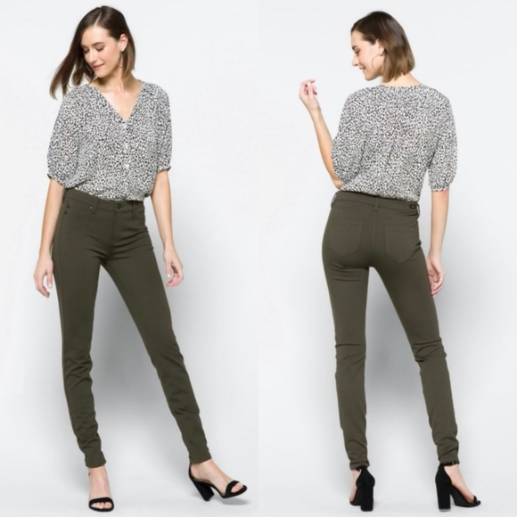 NWT Stitch Fix Liverpool London "Anita Skinny Pant Olive" Green Jean | Size 14 - Picture 1 of 13